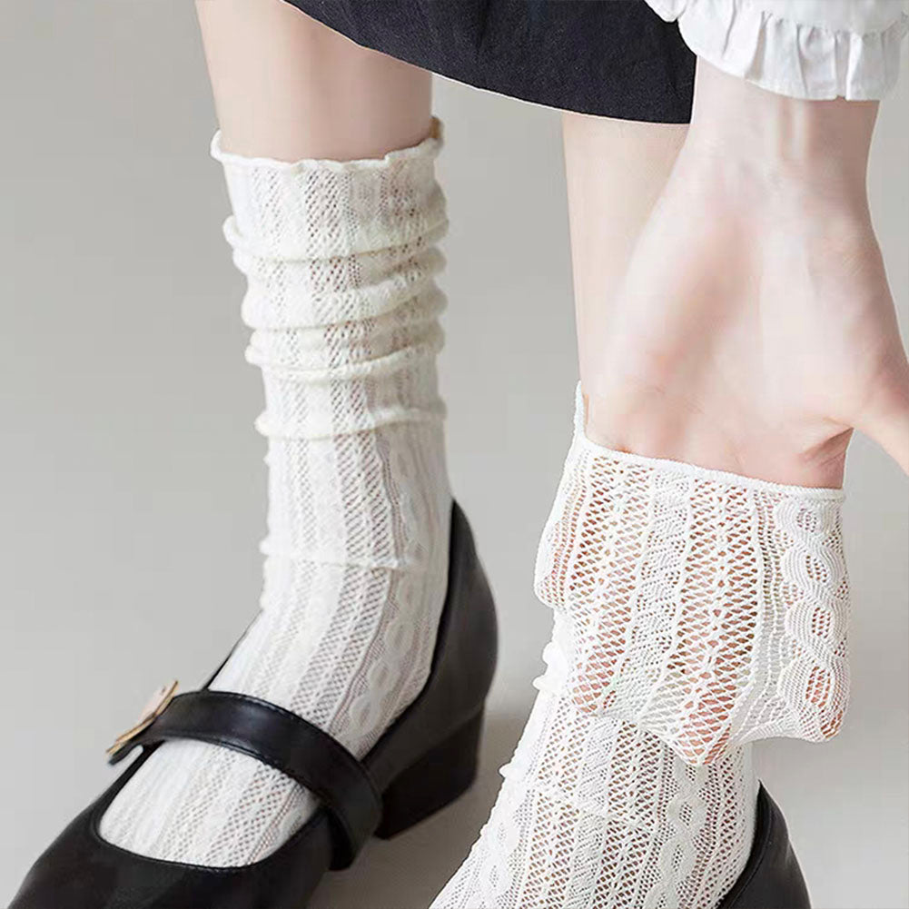 6 Pairs Women Lace Socks Mesh Sheer Ankle Socks