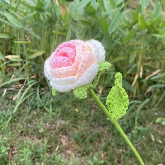 Knitted Crochet Rose Flower Bouquet