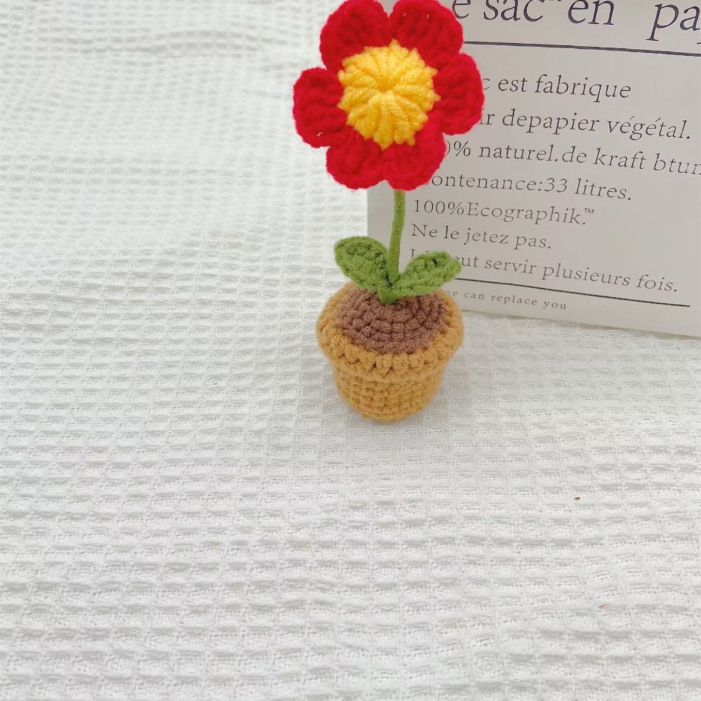 Hand-Knitted Crochet Flower with pot