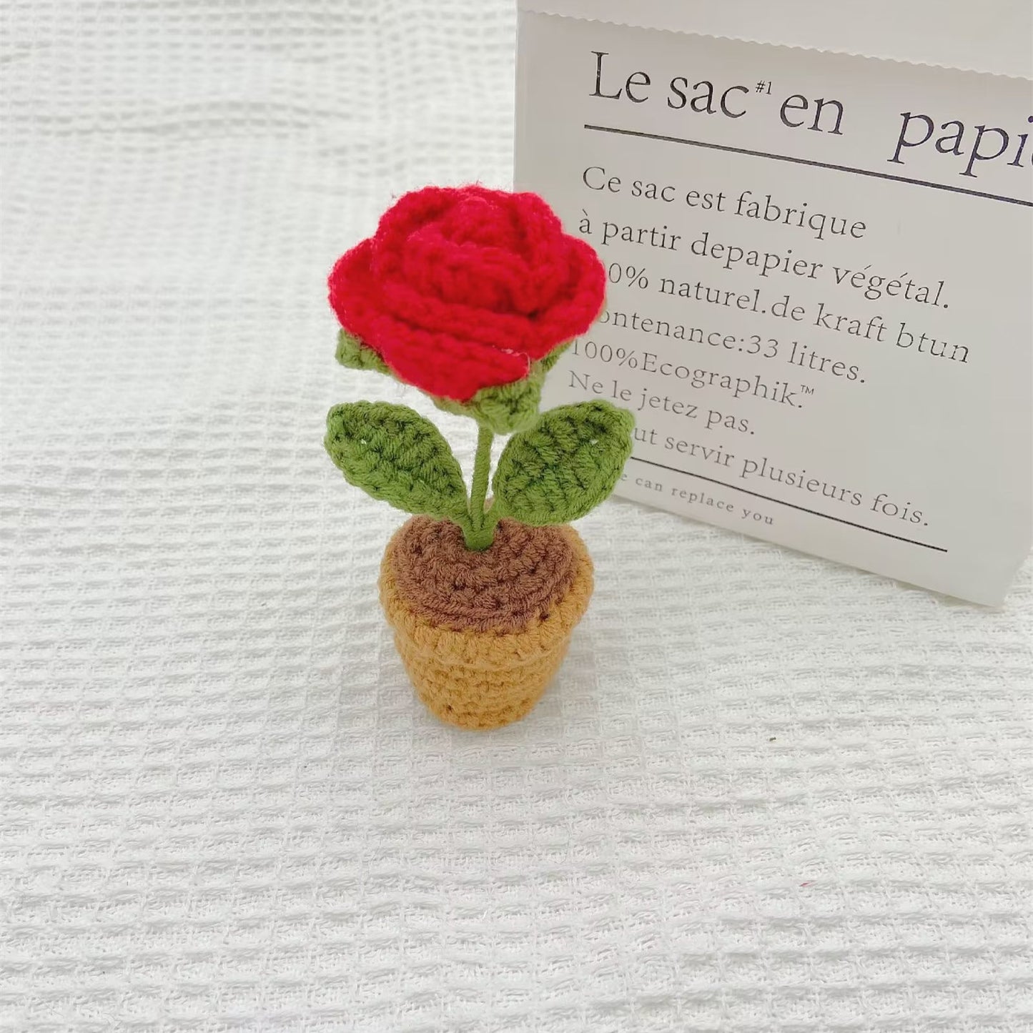 Hand-Knitted Crochet Flower with pot