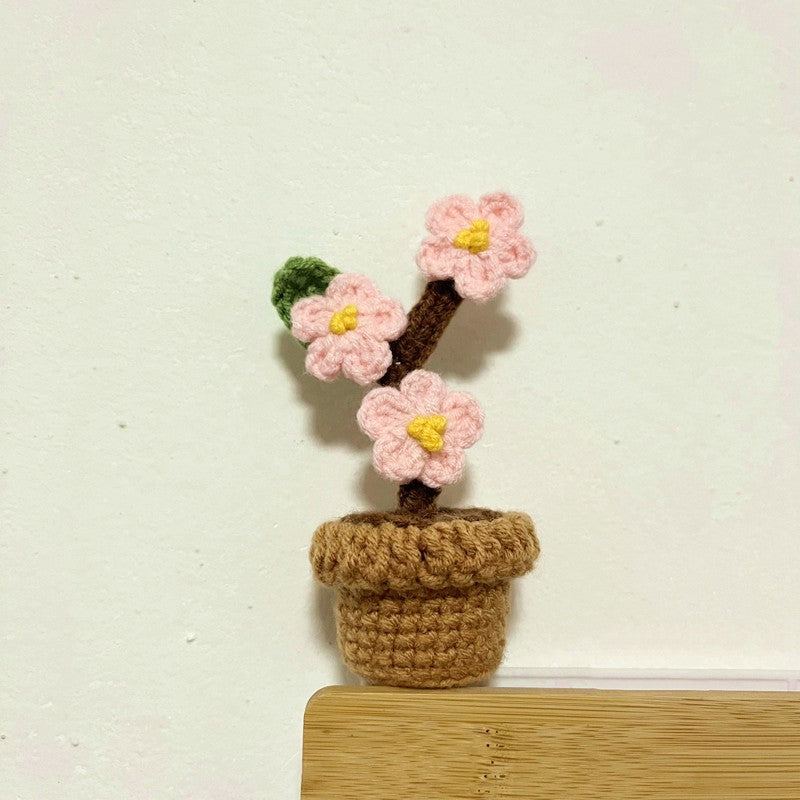 Hand-Knitted Crochet Flower with pot