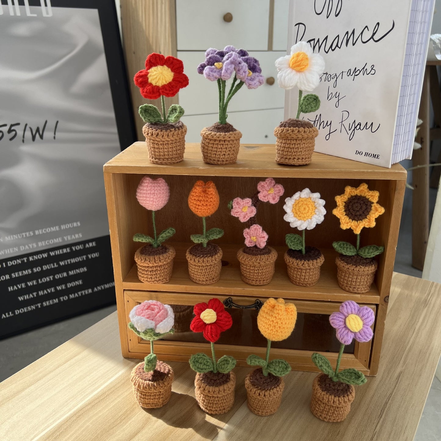 Hand-Knitted Crochet Flower with pot