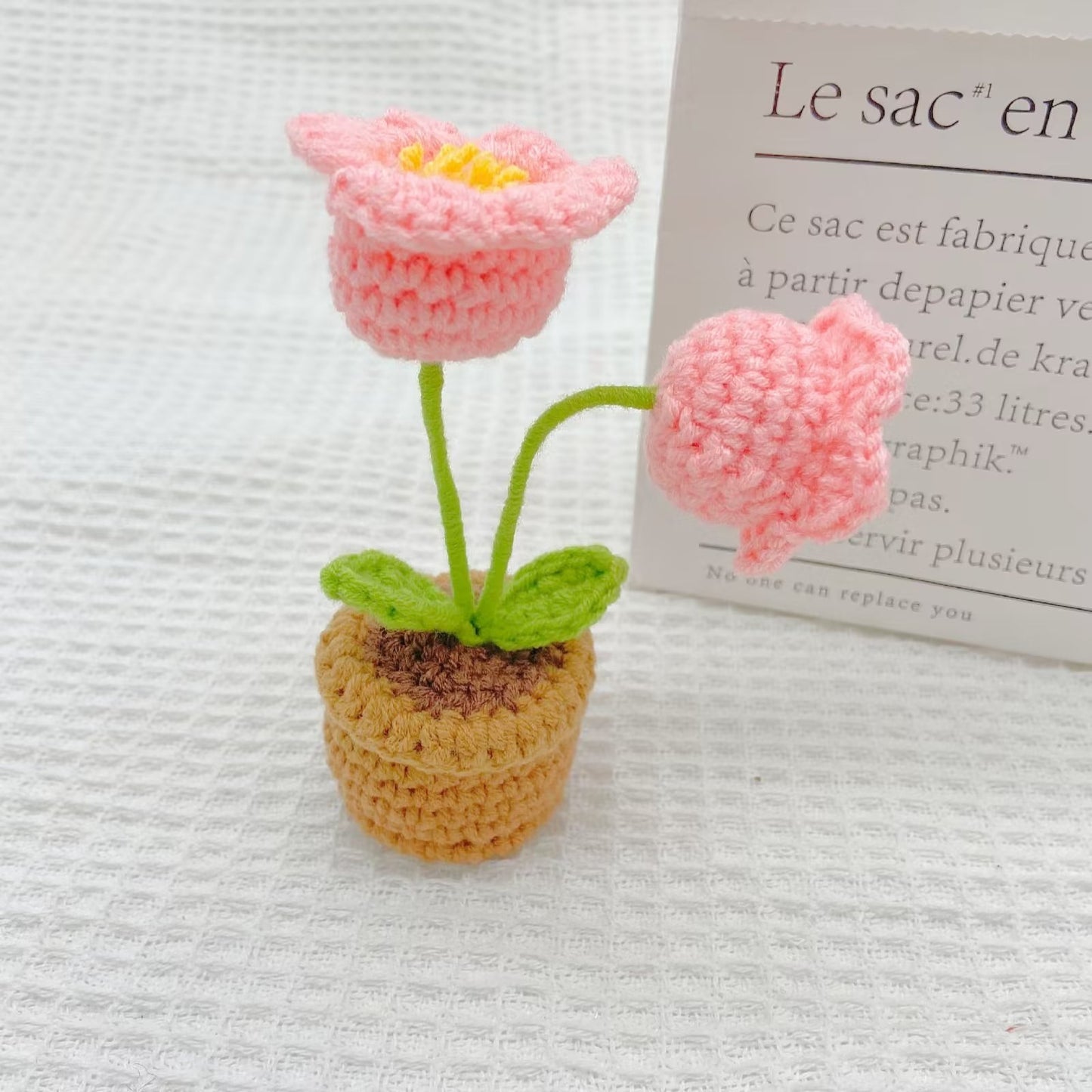 Hand-Knitted Crochet Flower with pot