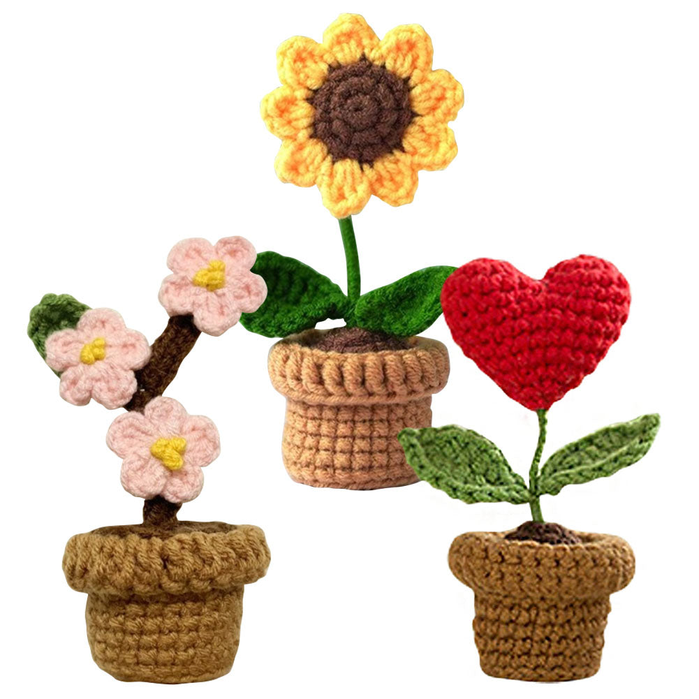 Hand-Knitted Crochet Flower with pot