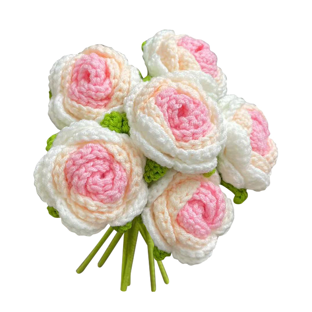 Knitted Crochet Rose Flower Bouquet