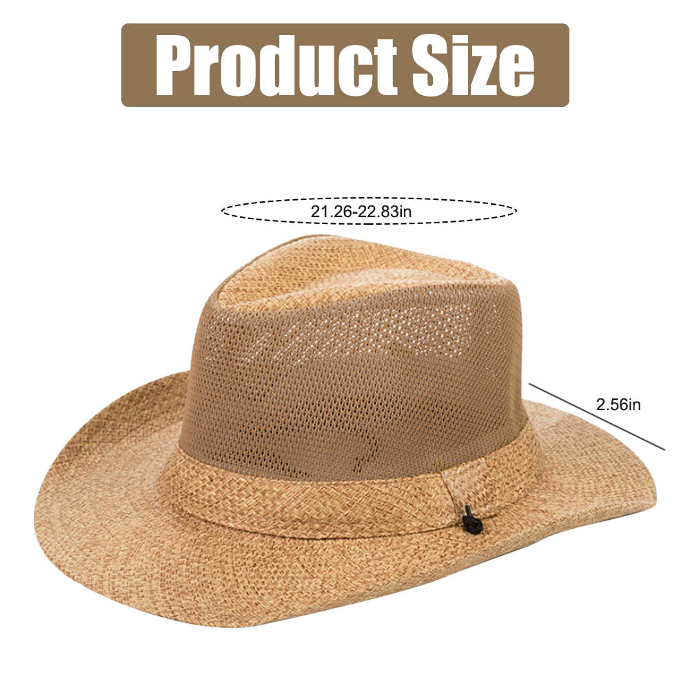 Unisex Wide Brim Straw Hat Fedora Beach Sun Hat UPF50+ Fishing Hats