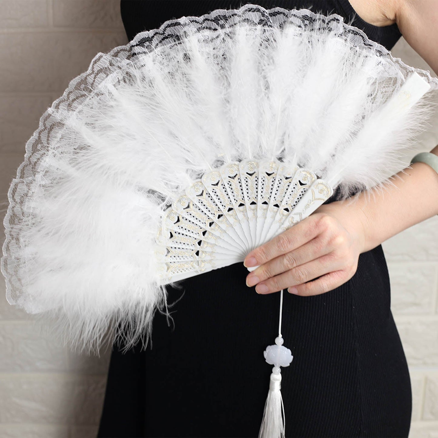 White Lace folding Hand Fan