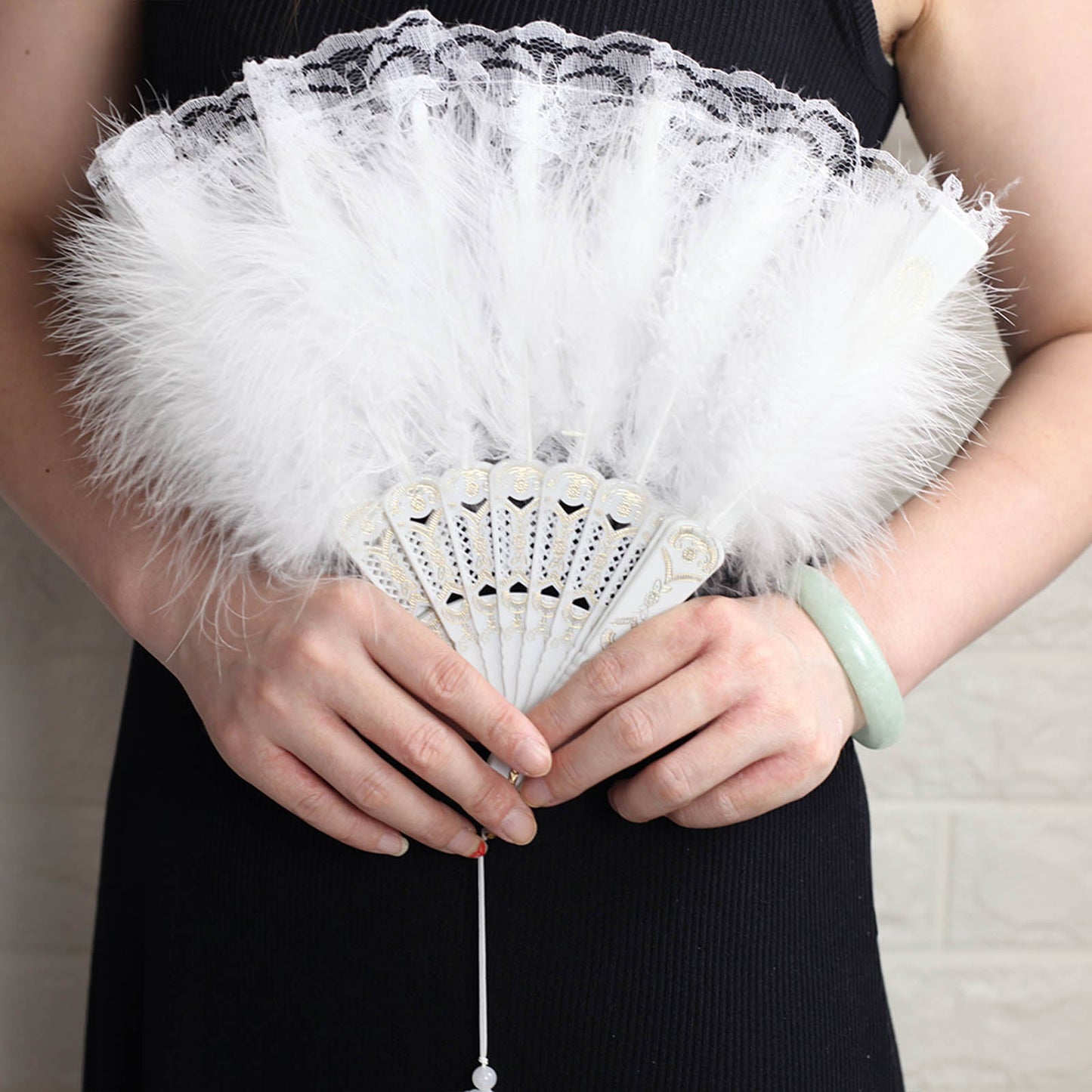 White Lace folding Hand Fan