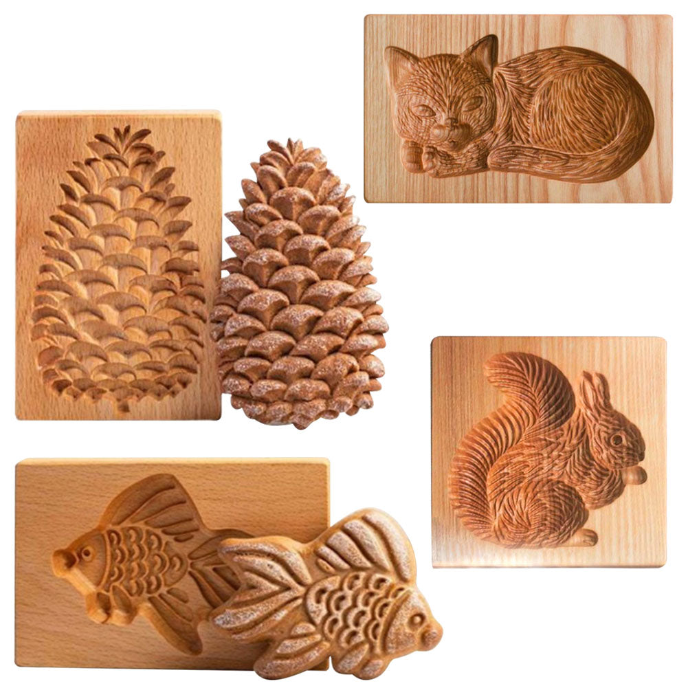 Carved Wooden Cookie Molds