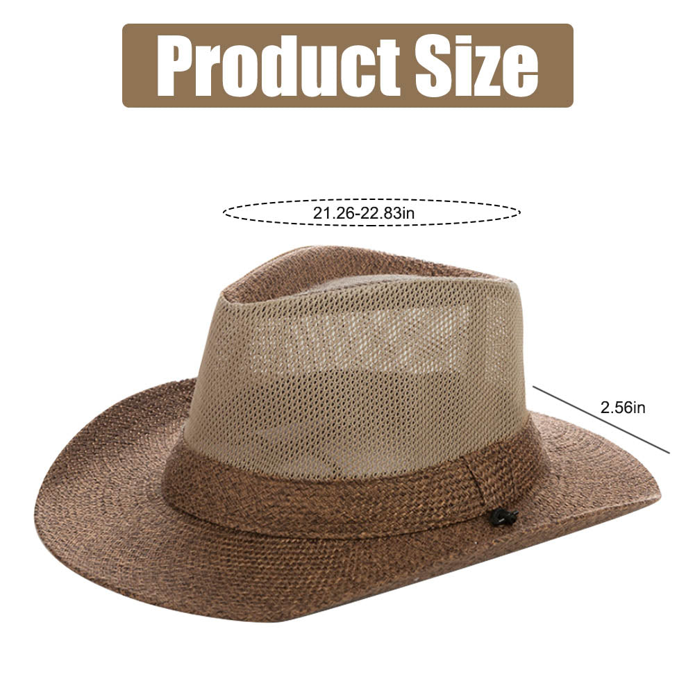 Unisex Wide Brim Straw Hat Fedora Beach Sun Hat UPF50+ Fishing Hats