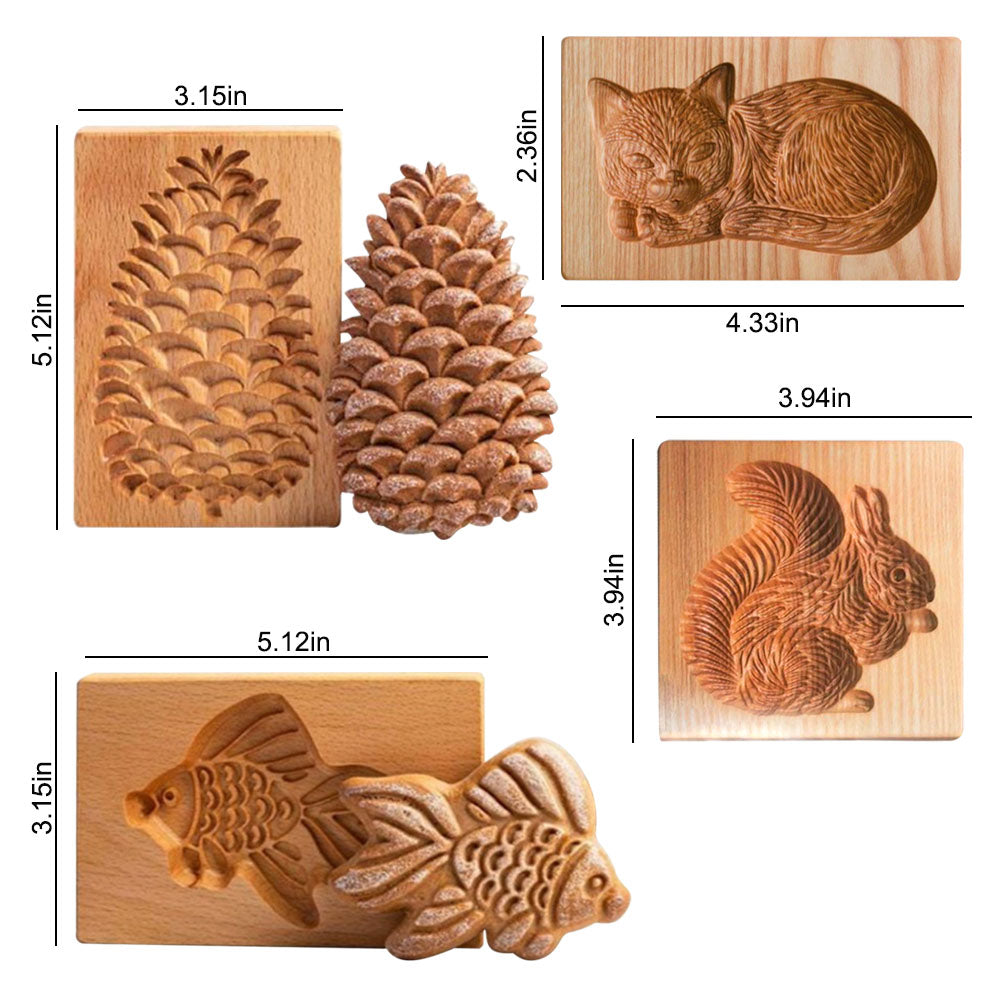 Carved Wooden Cookie Molds