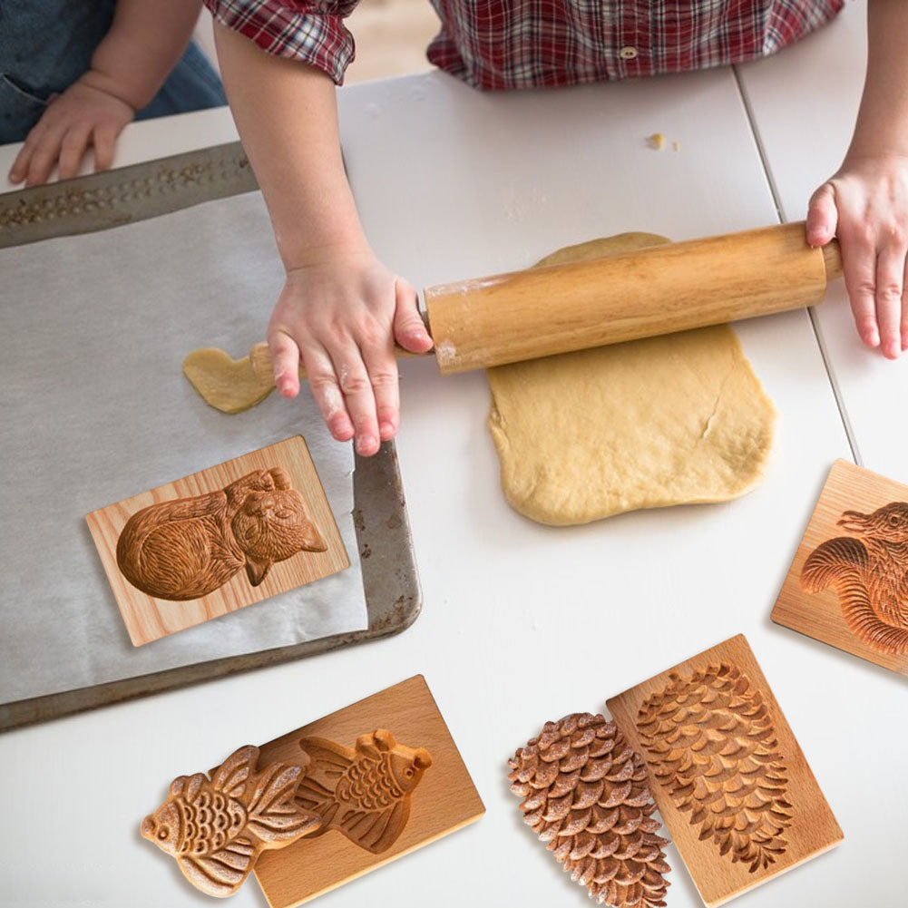 Carved Wooden Cookie Molds