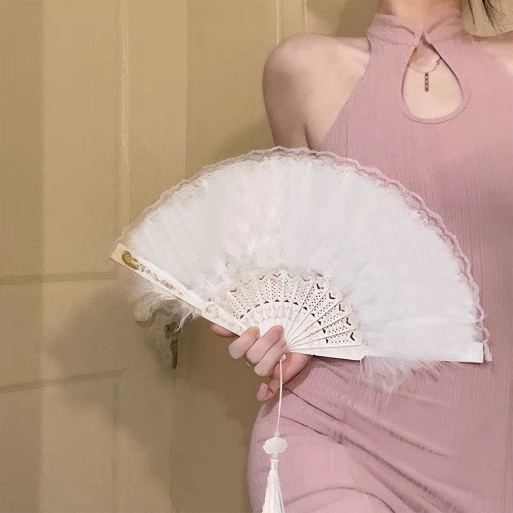 White Lace folding Hand Fan