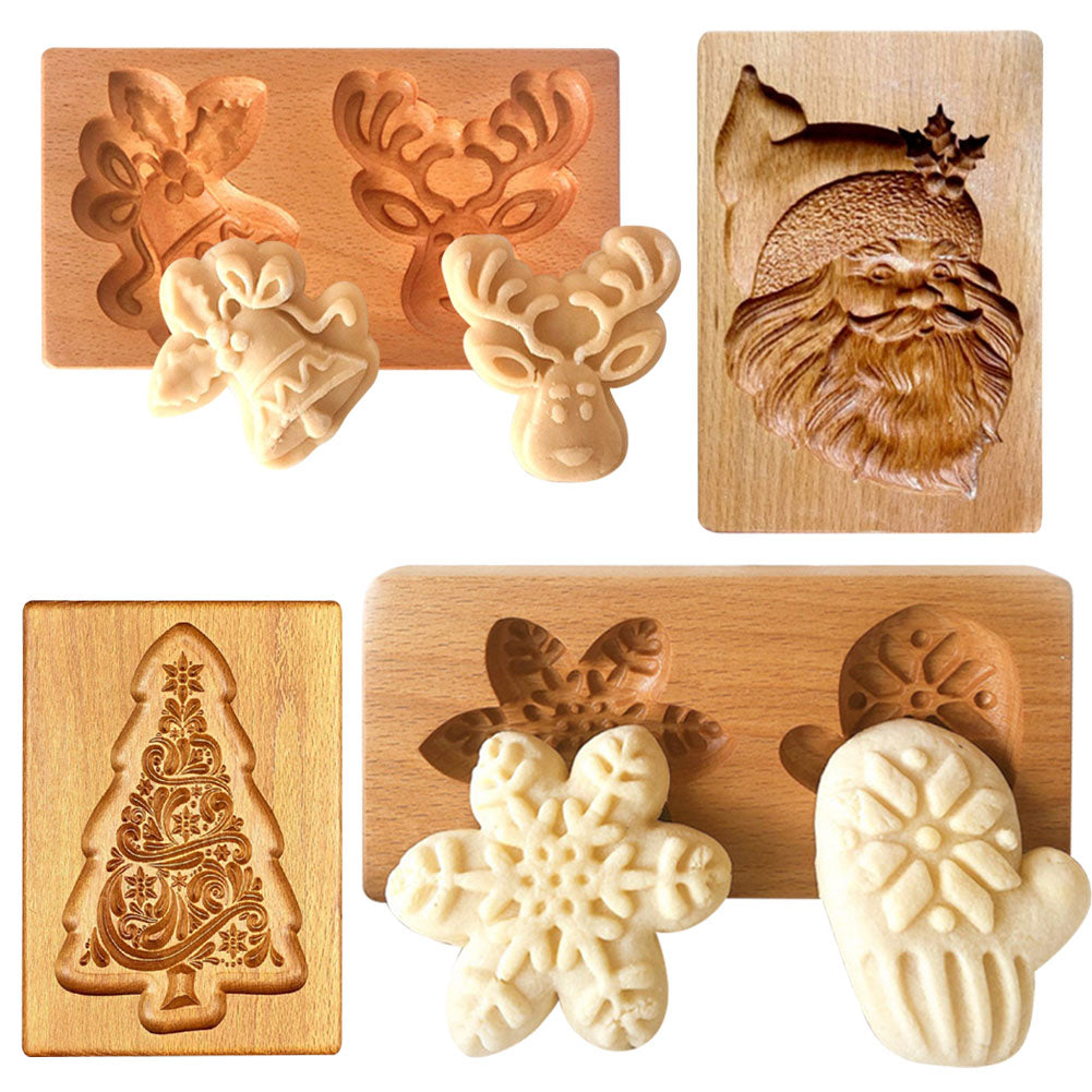 Carved Wooden Cookie Molds