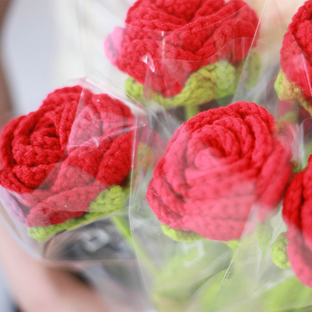 Knitted Crochet Rose Flower Bouquet