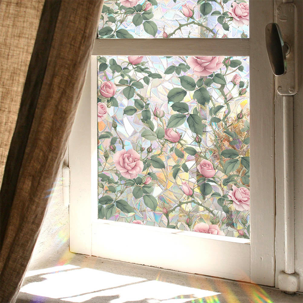 Retro Rose Flower Window Privacy Film