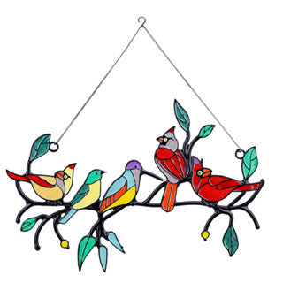 Stained Glass Birds Window Hanger Suncatcher