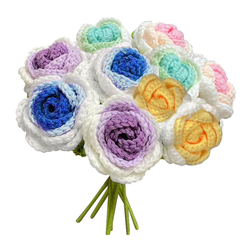 Knitted Crochet Rose Flower Bouquet