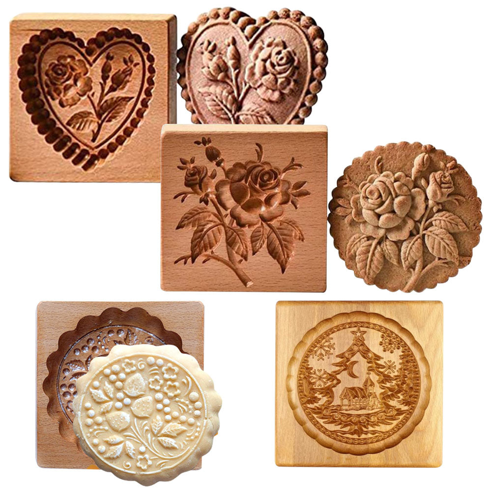 Carved Wooden Cookie Molds