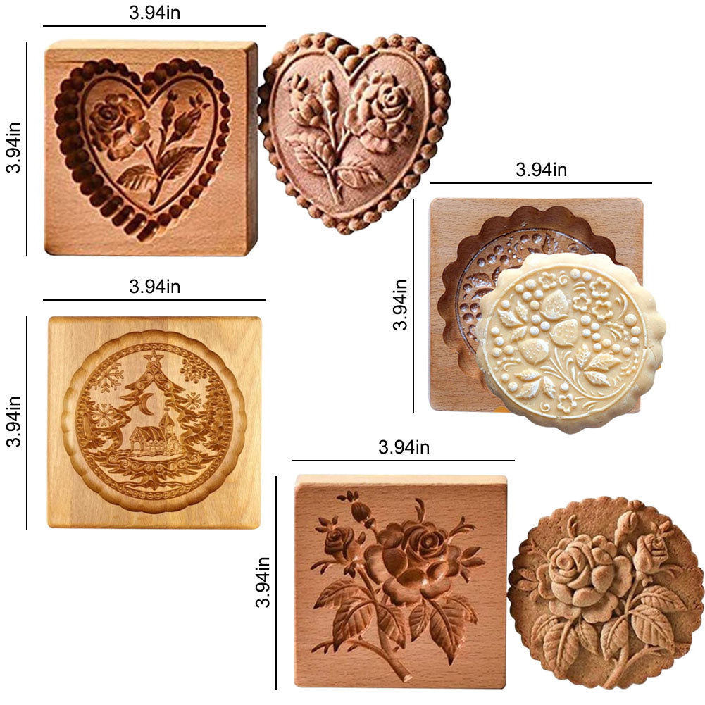 Carved Wooden Cookie Molds