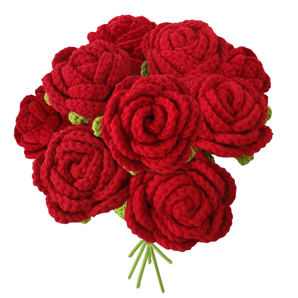 Knitted Crochet Rose Flower Bouquet