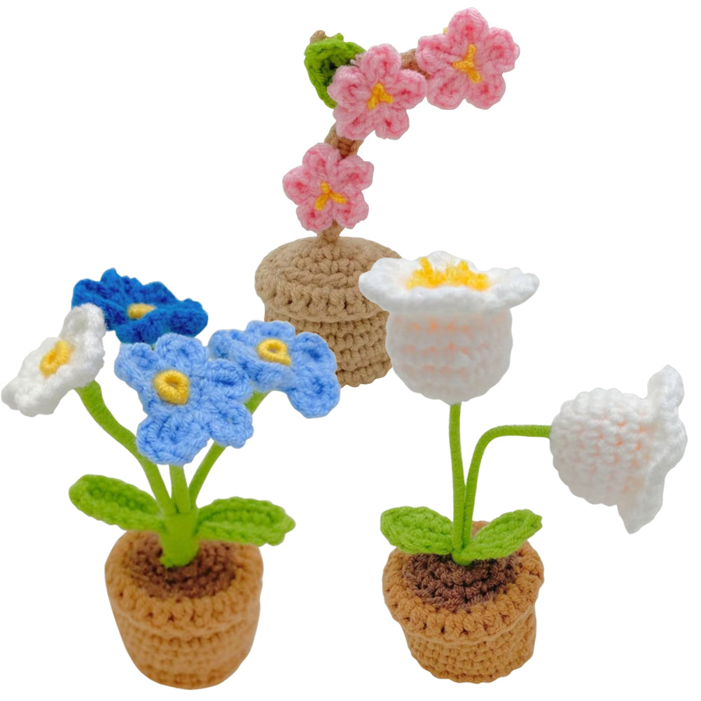 Hand-Knitted Crochet Flower with pot