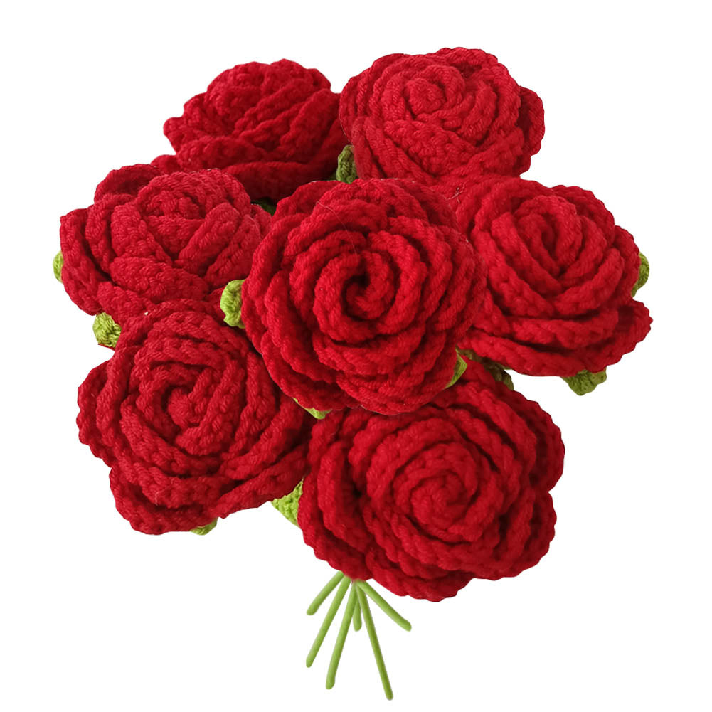 Knitted Crochet Rose Flower Bouquet