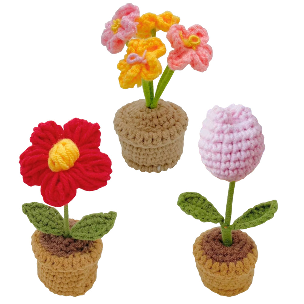 Hand-Knitted Crochet Flower with pot