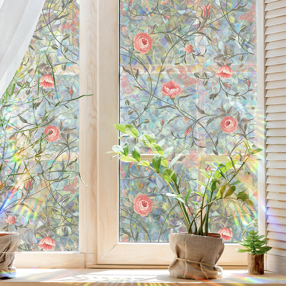 Retro Rose Flower Window Privacy Film