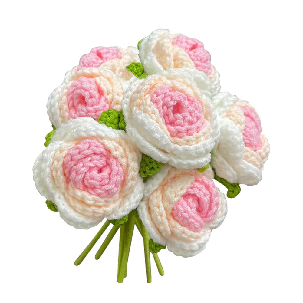 Knitted Crochet Rose Flower Bouquet