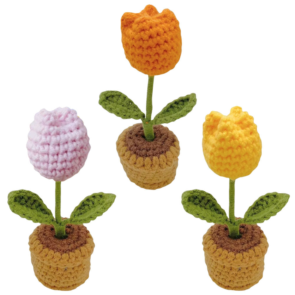 Hand-Knitted Crochet Flower with pot