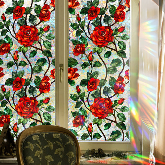 Retro Rose Flower Window Privacy Film